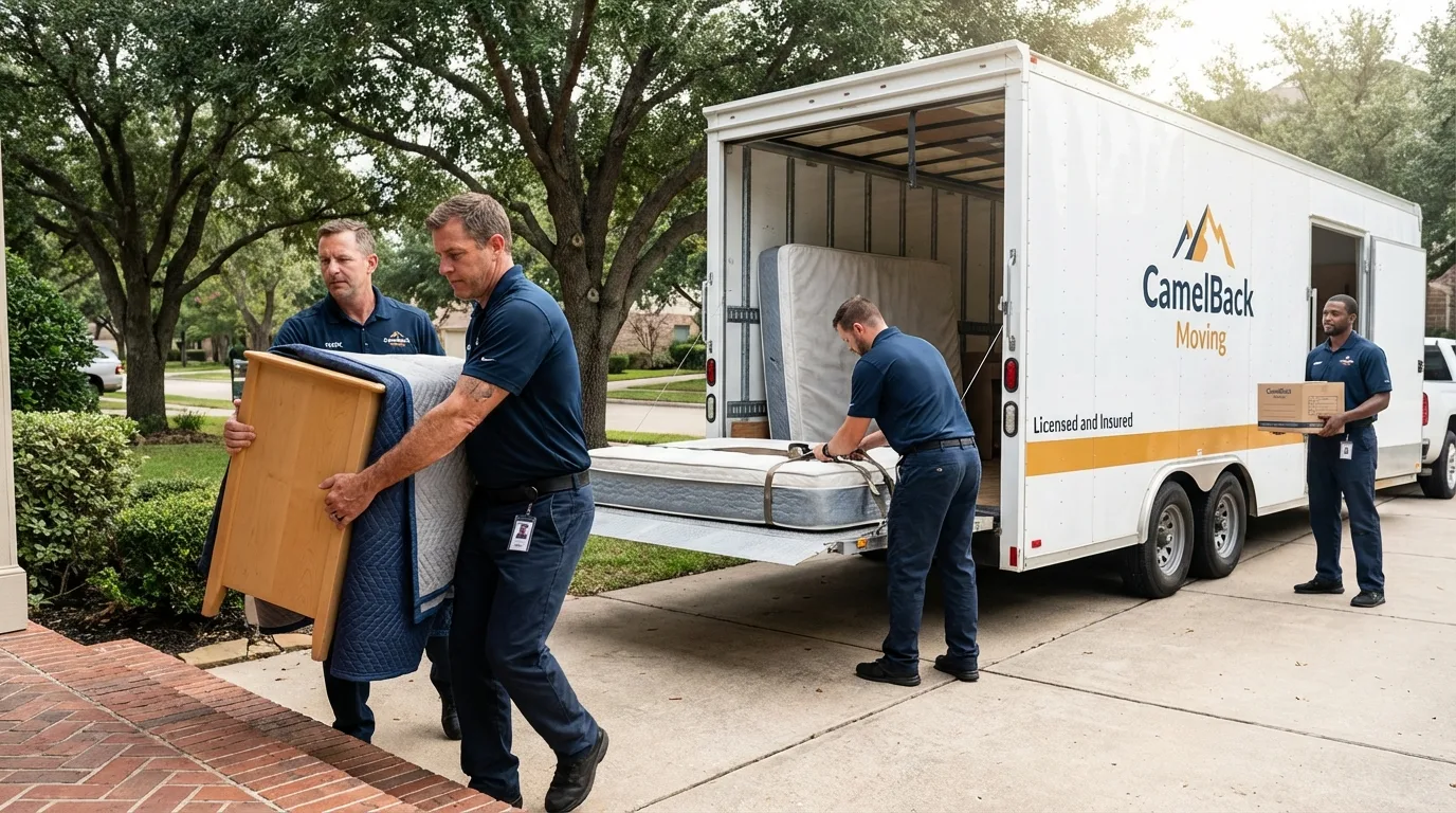 Crew loading residential truck for cross-state move from Price, UT